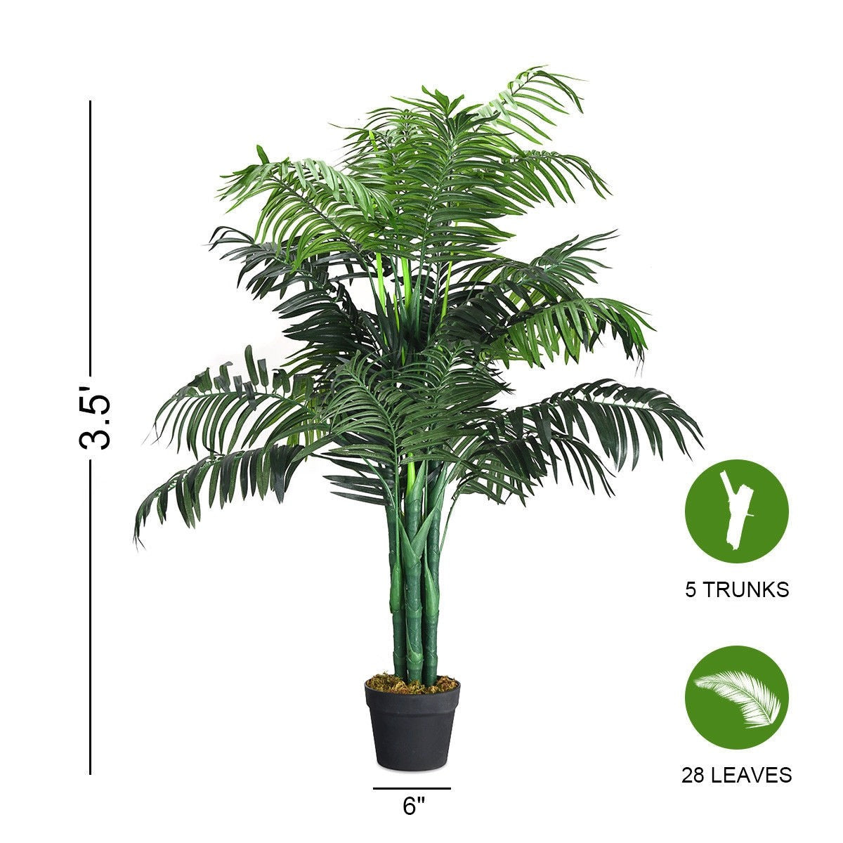 3.5 ft Artificial Areca Palm Decorative Silk Tree with Basket