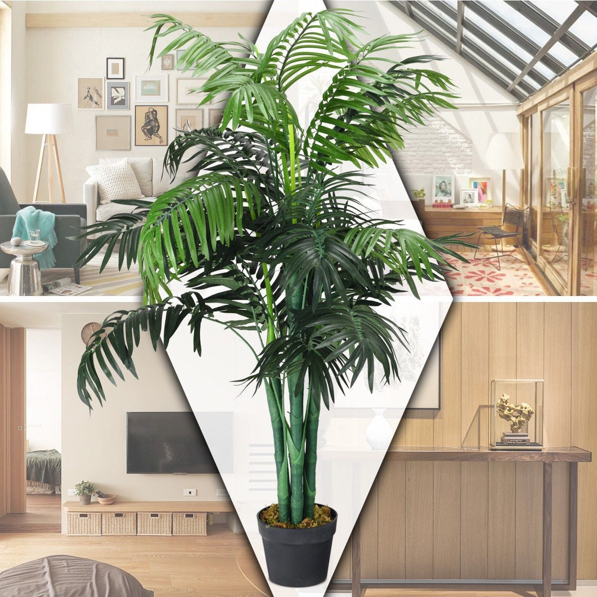 3.5 ft Artificial Areca Palm Decorative Silk Tree with Basket