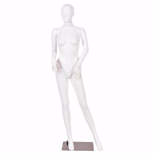 Female Mannequin Plastic Full Body Dress Form Display w/ Base White HW53950