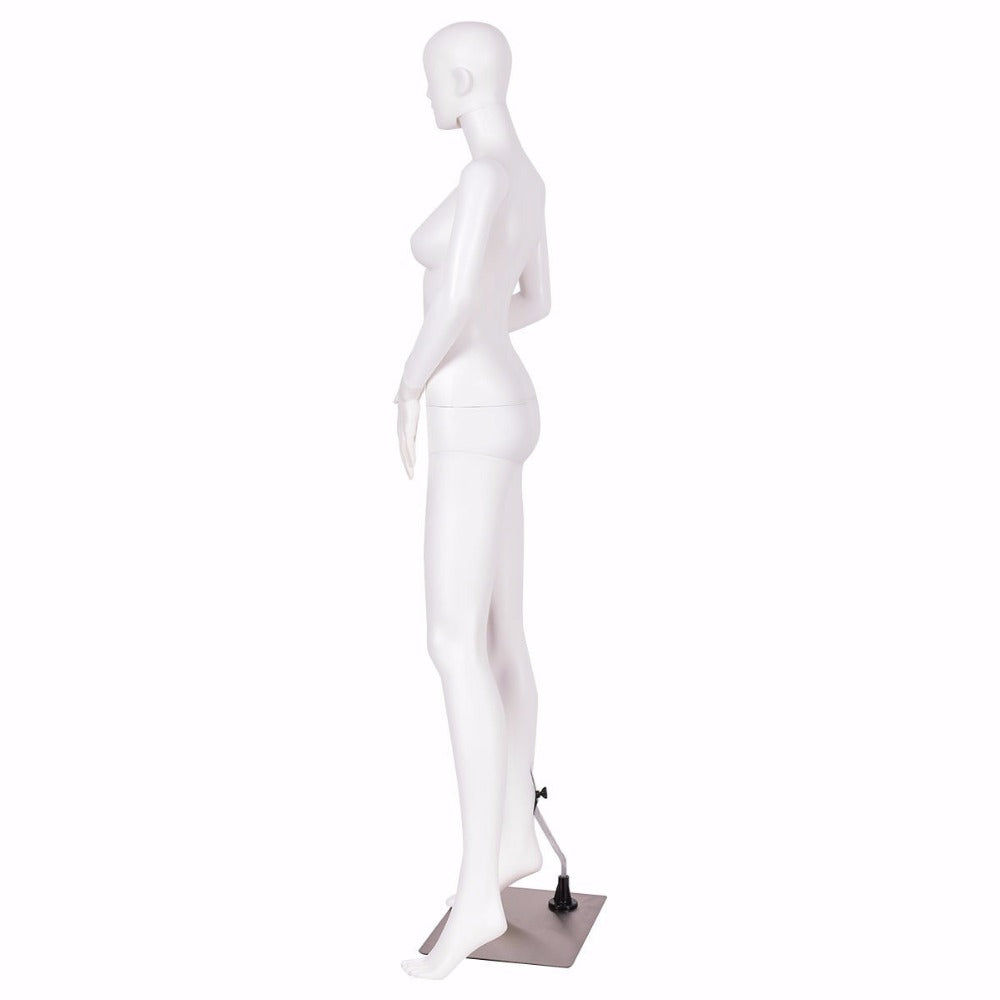 Female Mannequin Plastic Full Body Dress Form Display w/ Base White HW53950