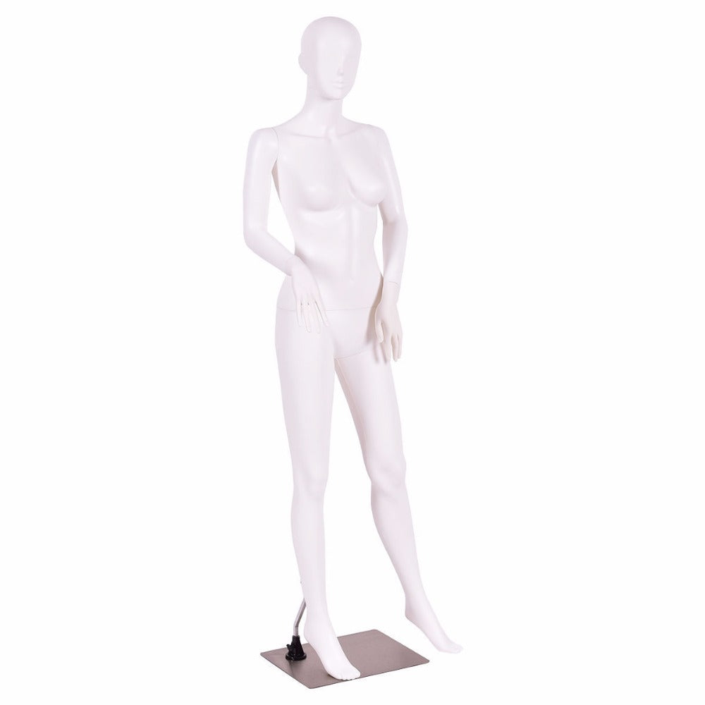 Female Mannequin Plastic Full Body Dress Form Display w/ Base White HW53950