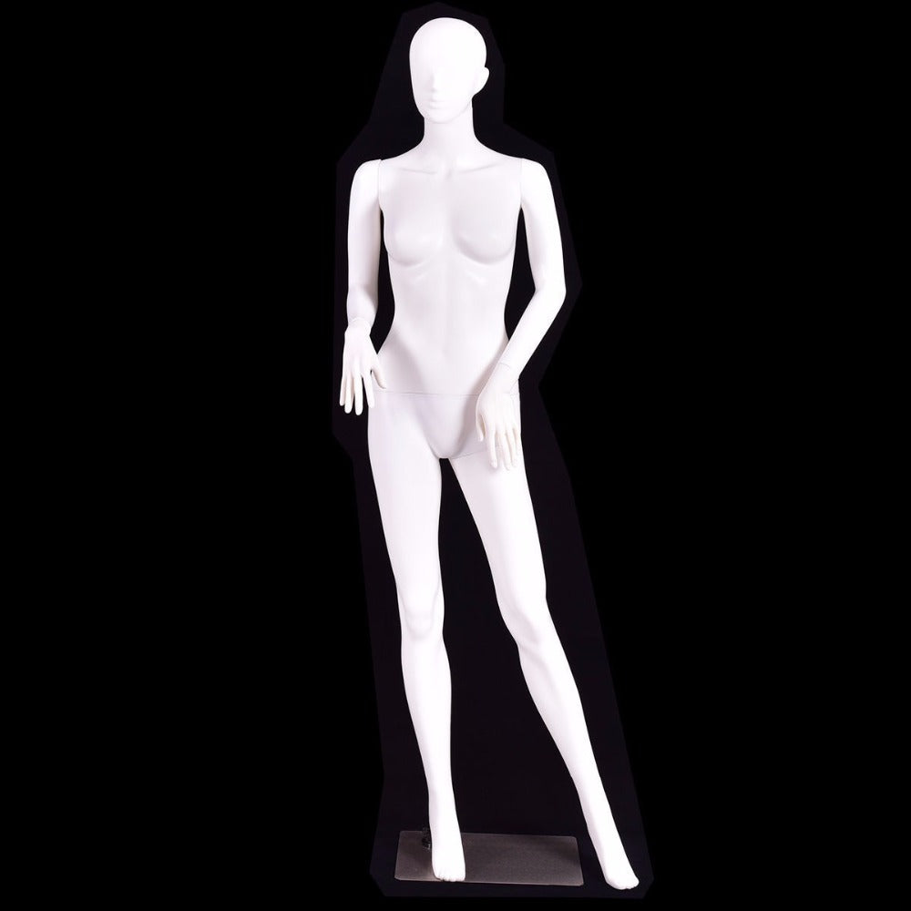 Female Mannequin Plastic Full Body Dress Form Display w/ Base White HW53950