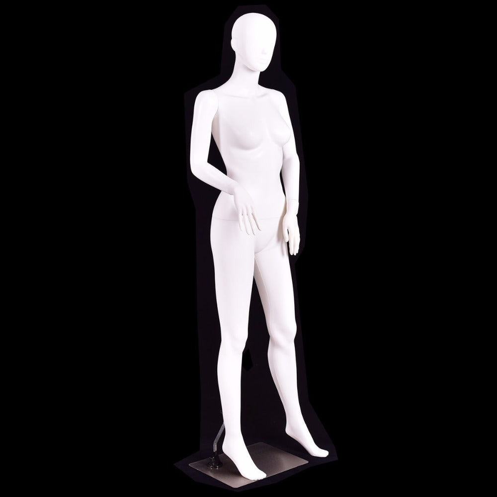 Female Mannequin Plastic Full Body Dress Form Display w/ Base White HW53950