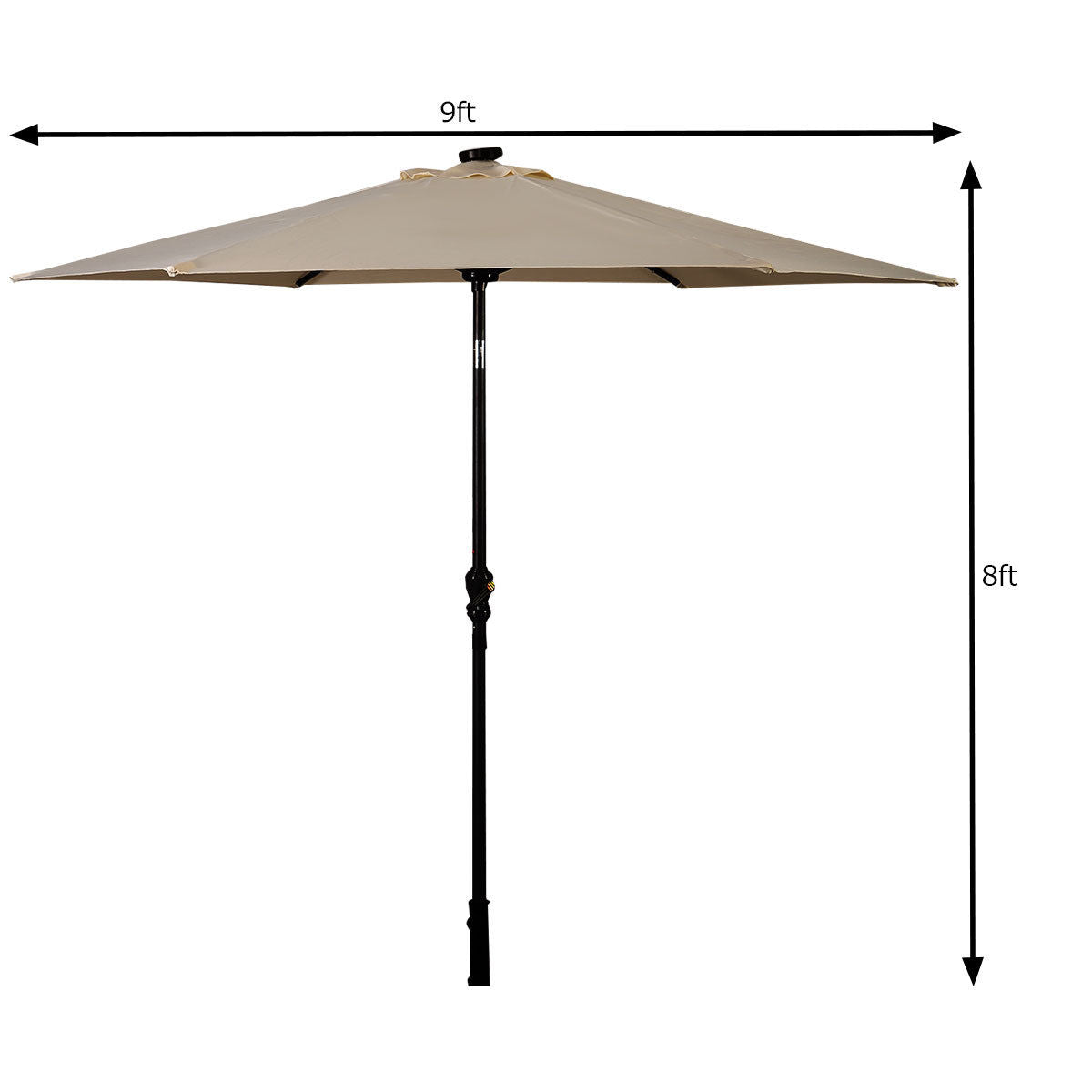 9FT Patio Solar Umbrella LED Patio