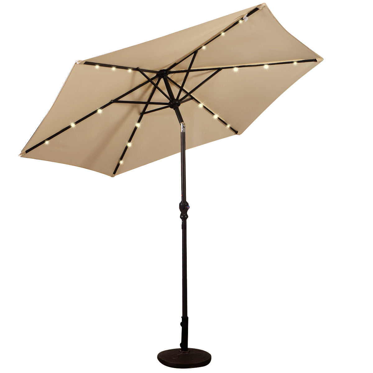 9FT Patio Solar Umbrella LED Patio