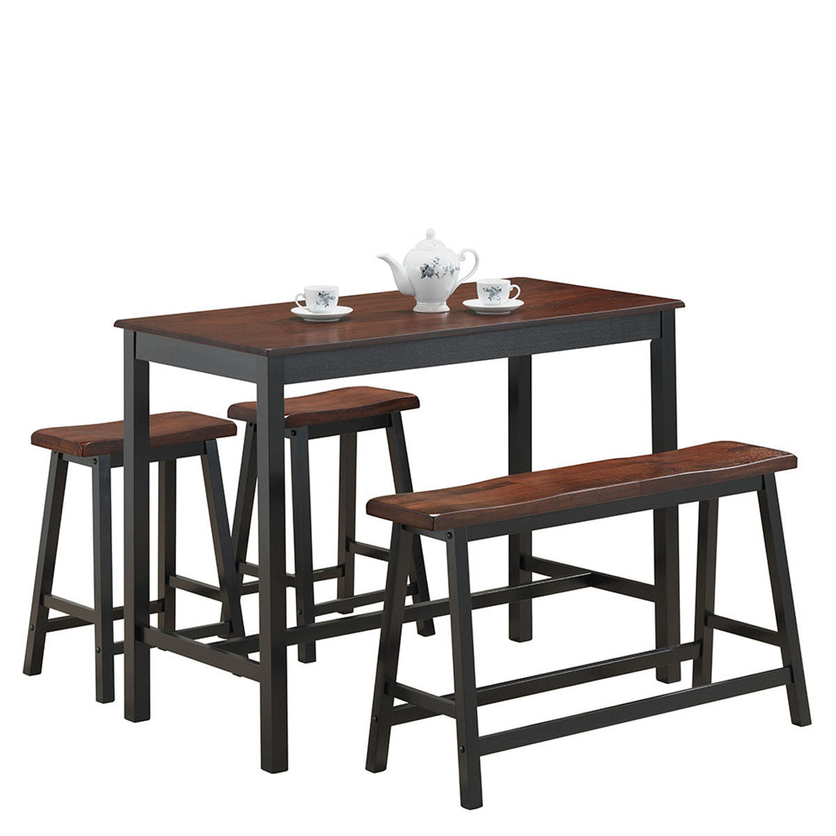 4 Pcs Solid Wood Counter Height Table Set