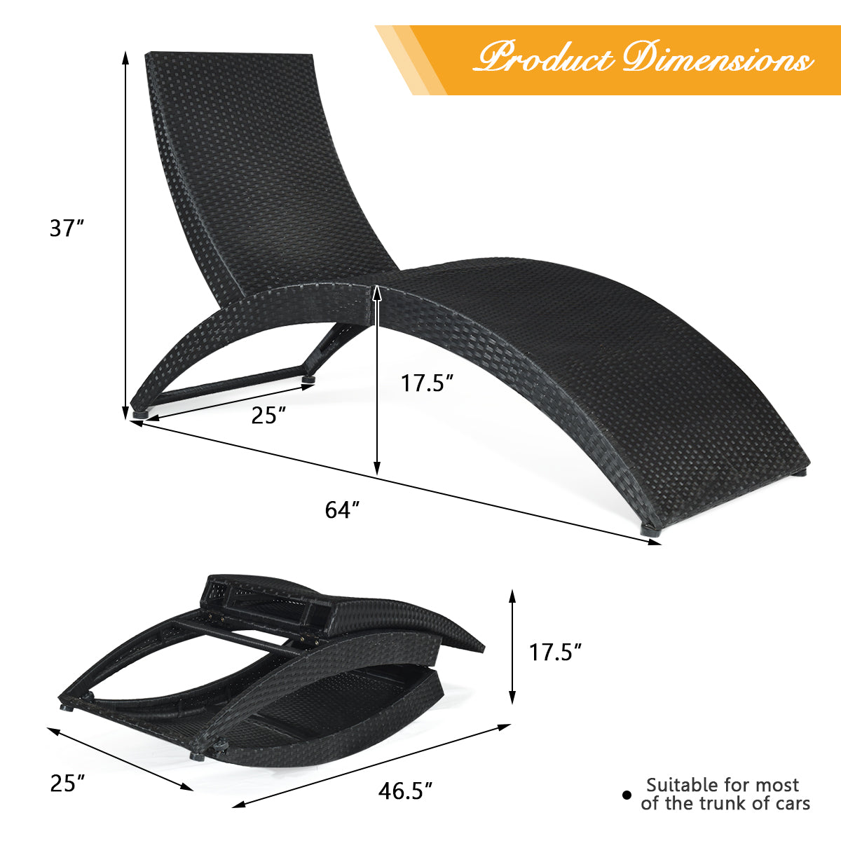 Folding Patio Rattan Lounge Chair