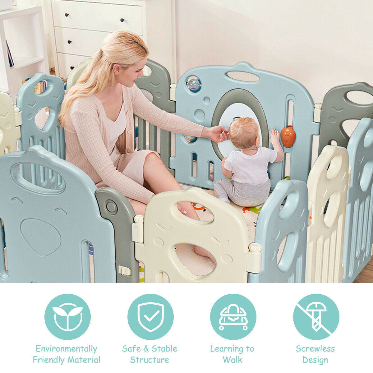 Costway Kids Baby Playpen 14 Panel Activity Center