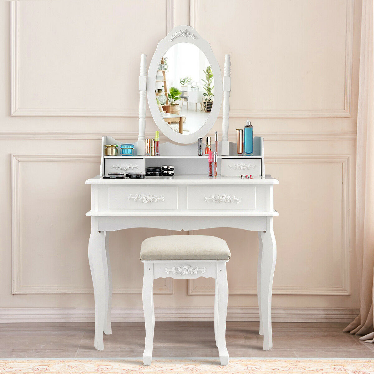 White Vanity Makeup Dressing Table