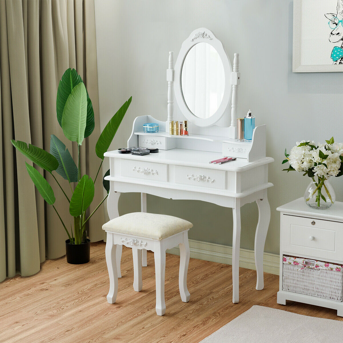 White Vanity Makeup Dressing Table