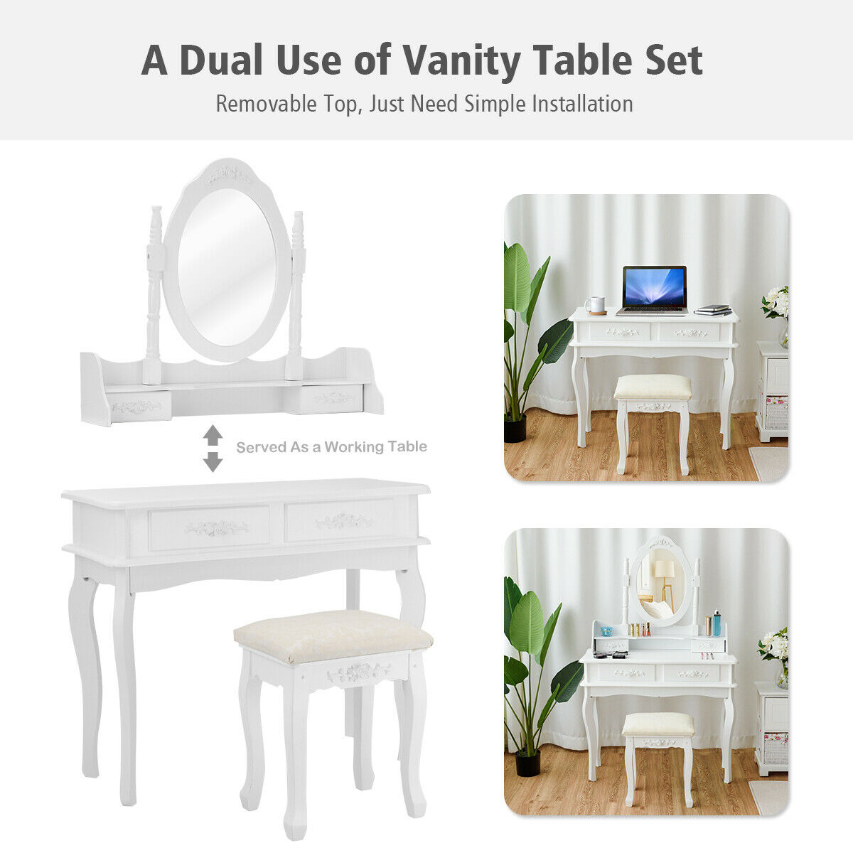 White Vanity Makeup Dressing Table