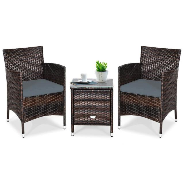 Outdoor 3 PCS Rattan Wicker Furniture Sets