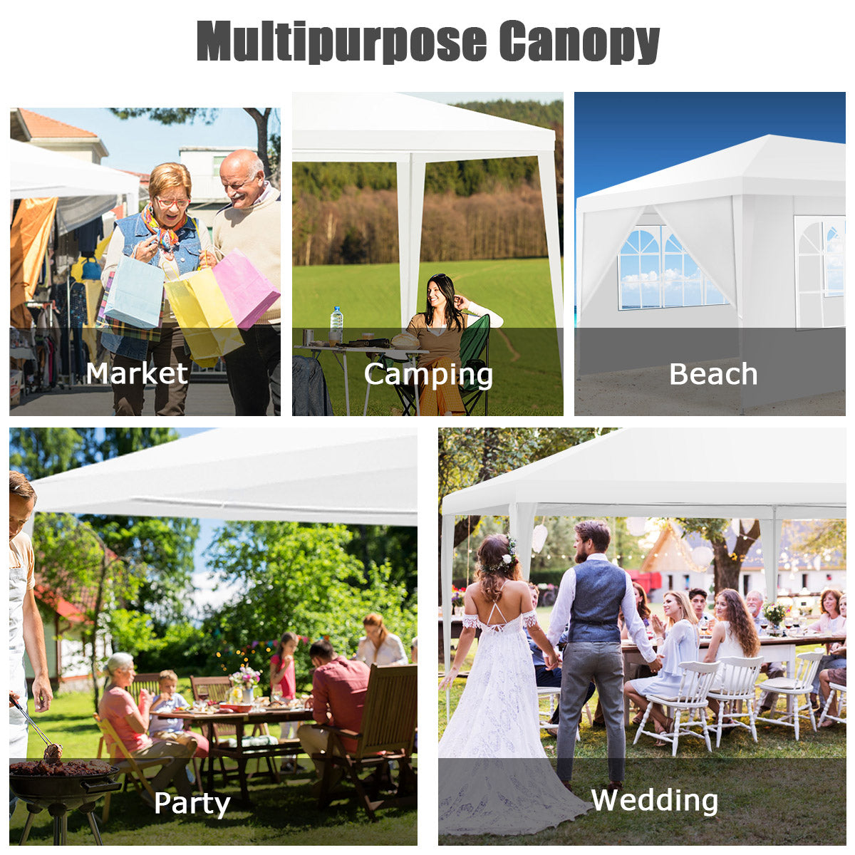 Canopy Tent Heavy Duty Wedding Party Tent 6 Sidewalls W/Carry Bag