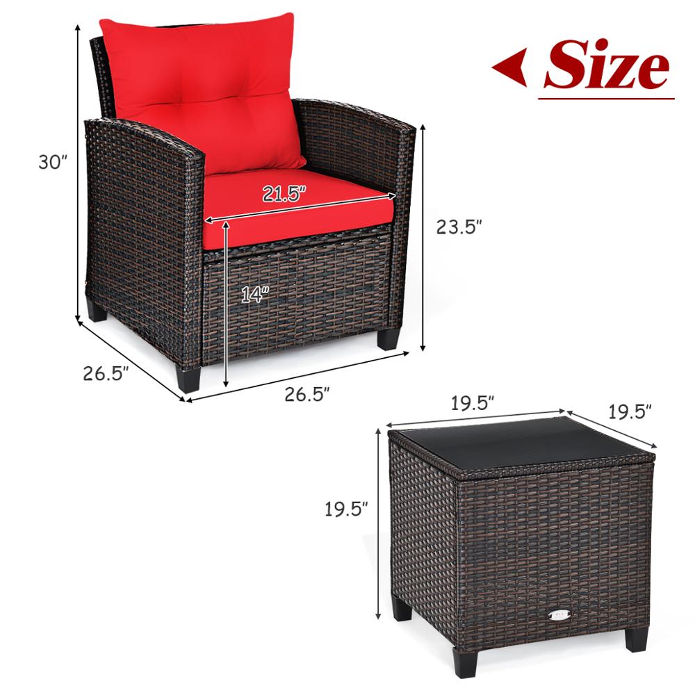 3PCS Patio Rattan Furniture Set