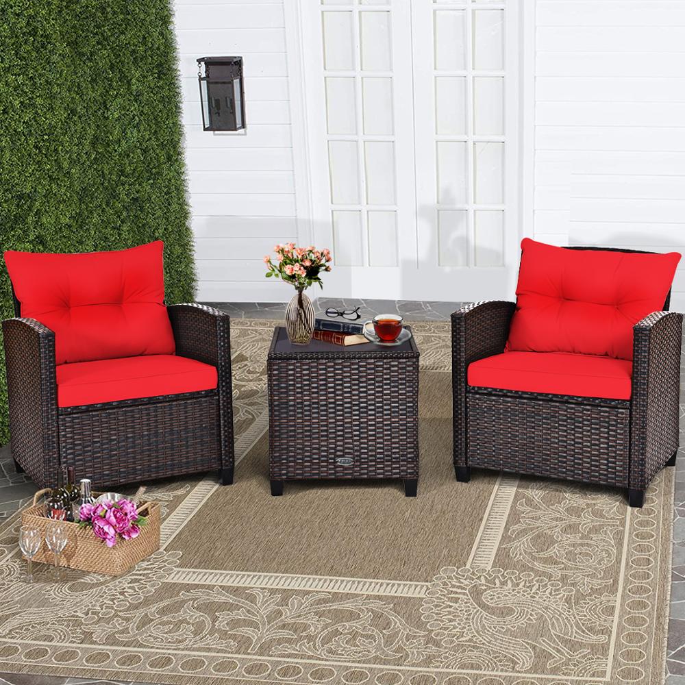 3PCS Patio Rattan Furniture Set