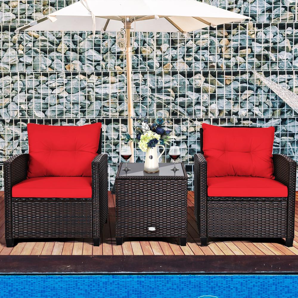 3PCS Patio Rattan Furniture Set