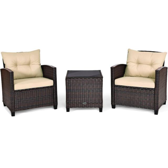 3PCS Patio Rattan Furniture Set