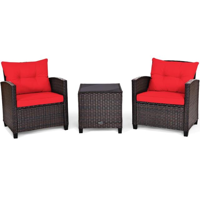 3PCS Patio Rattan Furniture Set