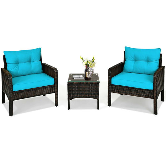 3PCS Outdoor Rattan Conversation Set