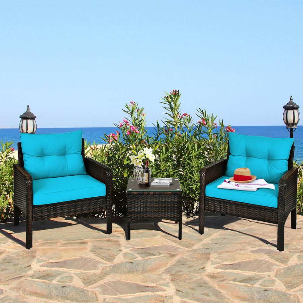 3PCS Outdoor Rattan Conversation Set