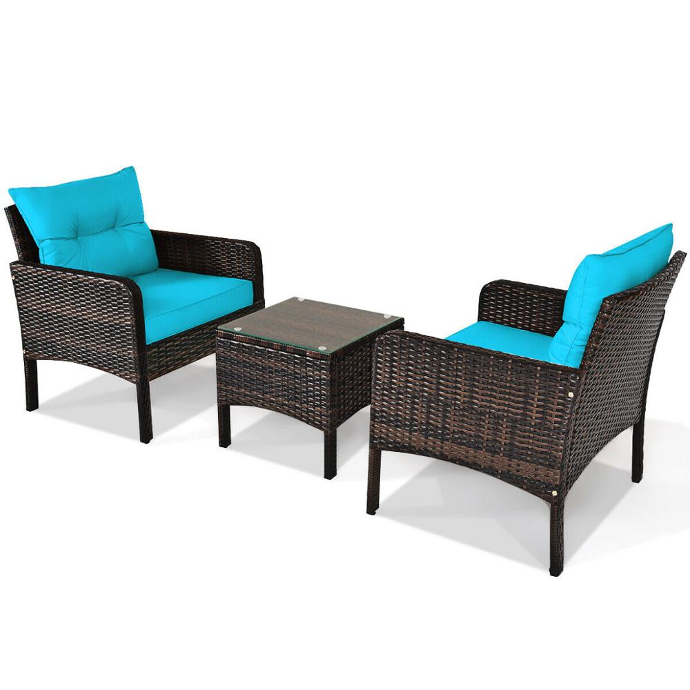 3PCS Outdoor Rattan Conversation Set