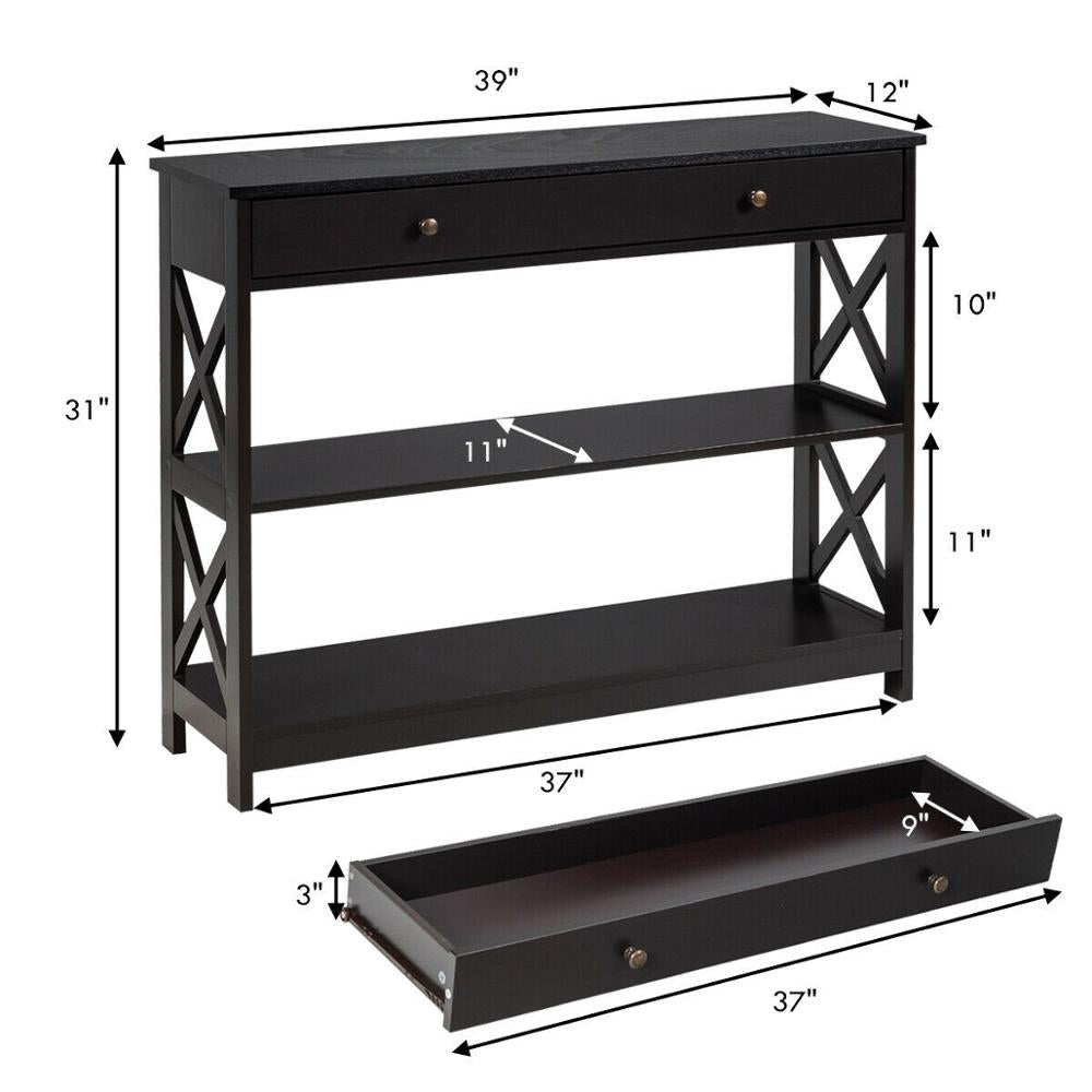 3-Tier Console Table X-Design Sofa Entryway Table