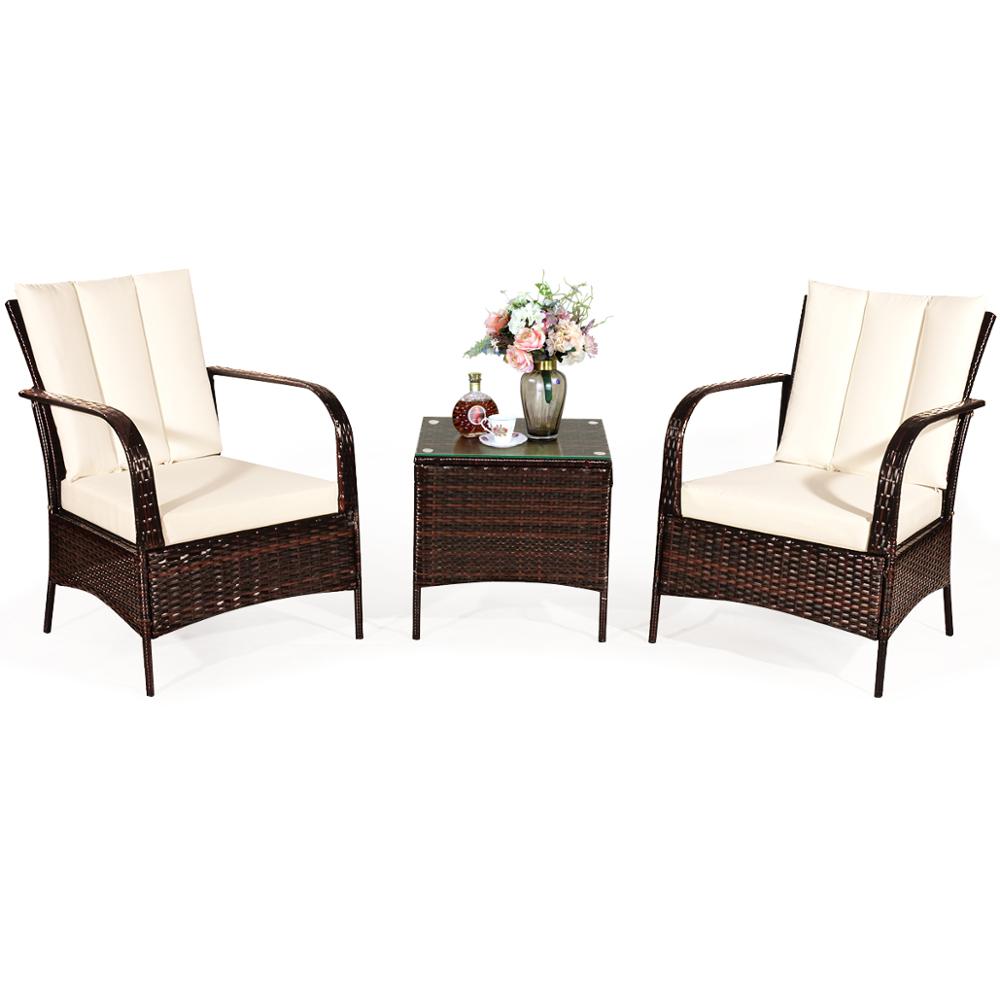 3 PCS Patio Rattan Furniture Set