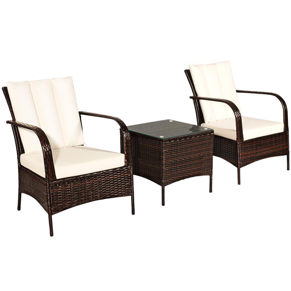 3 PCS Patio Rattan Furniture Set