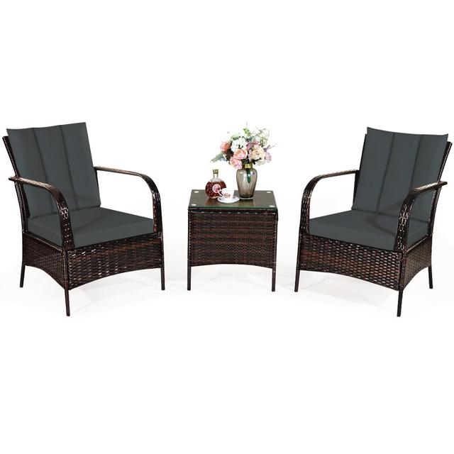 3 PCS Patio Rattan Furniture Set