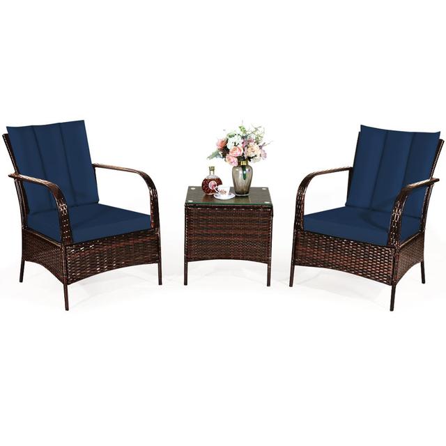 3 PCS Patio Rattan Furniture Set