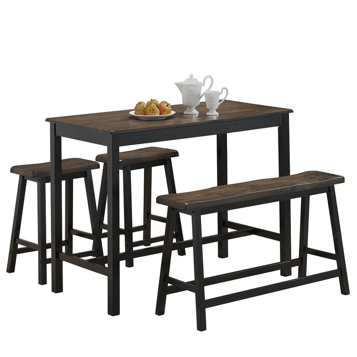 4 Pcs Solid Wood Counter Height Table Set