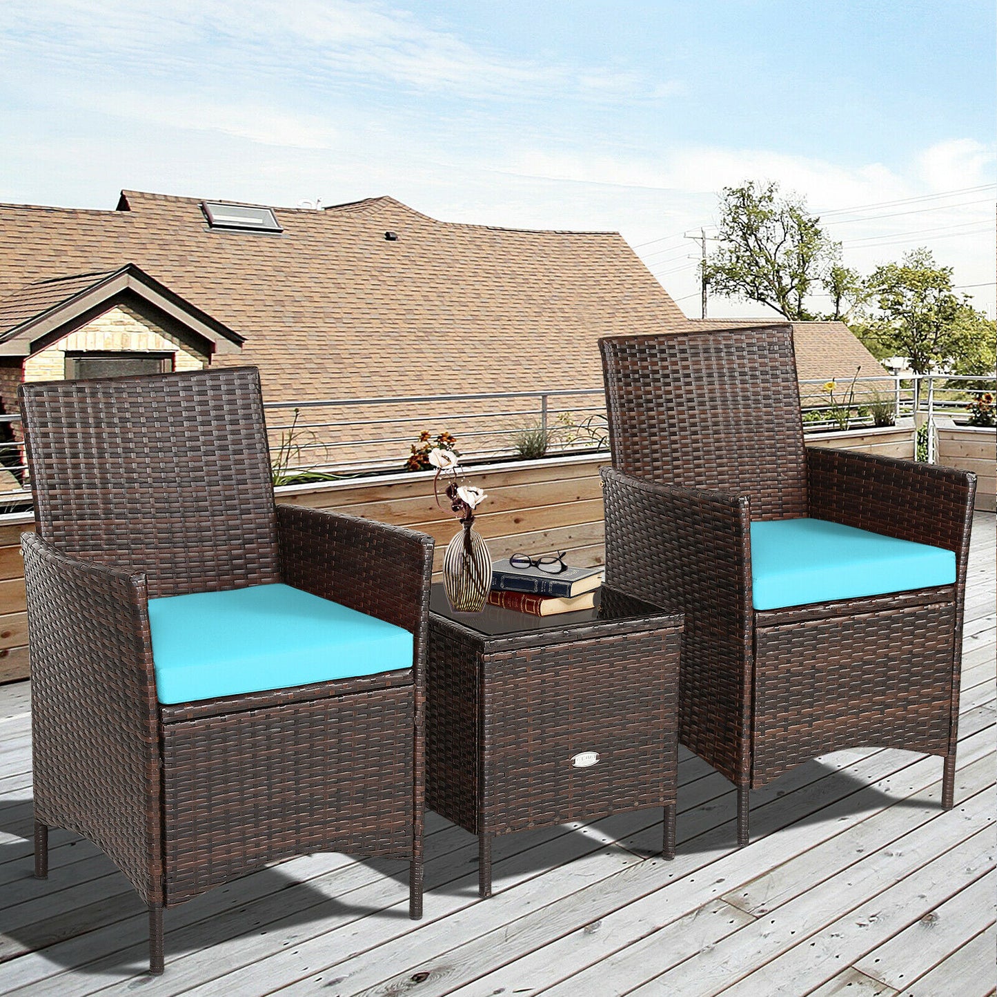 3PCS Patio Rattan Furniture Set