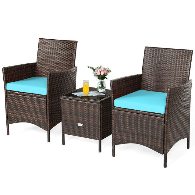 3PCS Patio Rattan Furniture Set