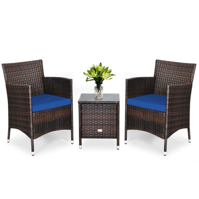 Outdoor 3 PCS Rattan Wicker Furniture Sets