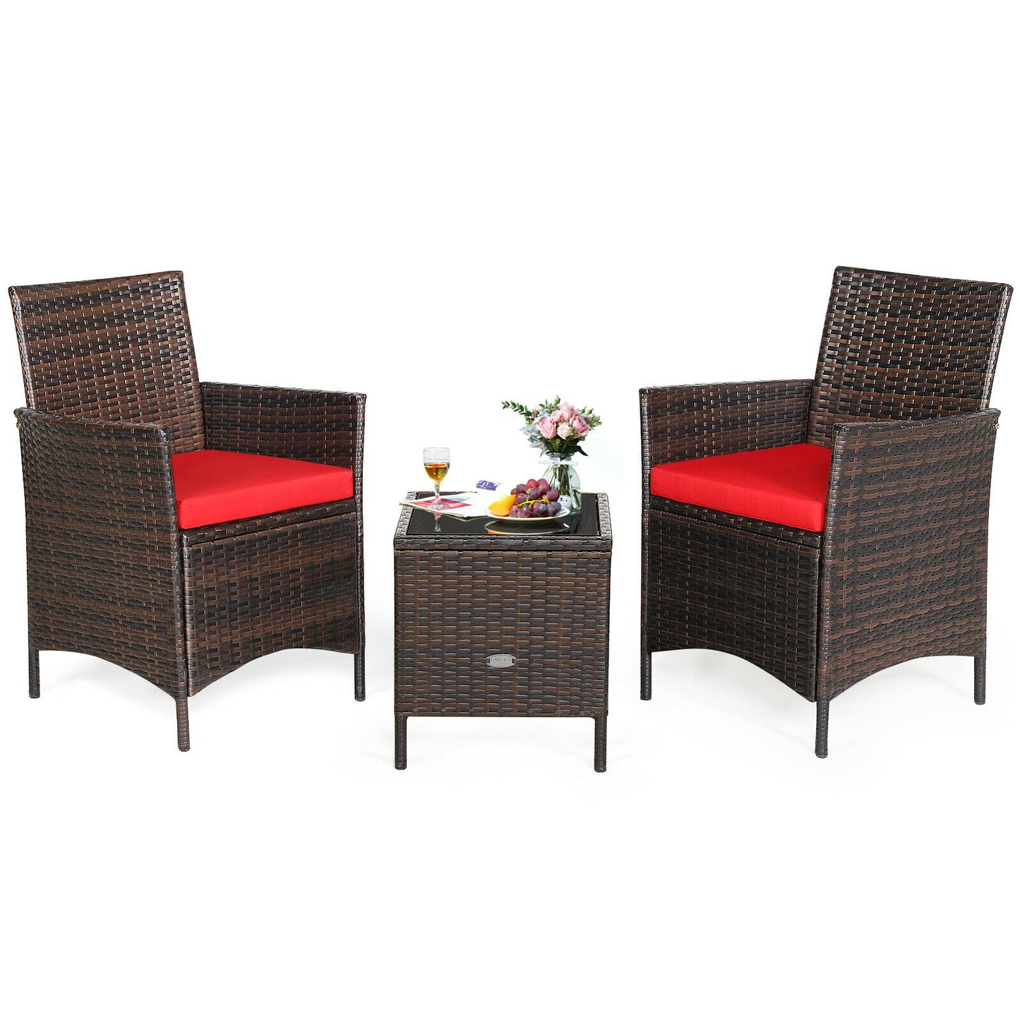 3PCS Patio Rattan Furniture Set