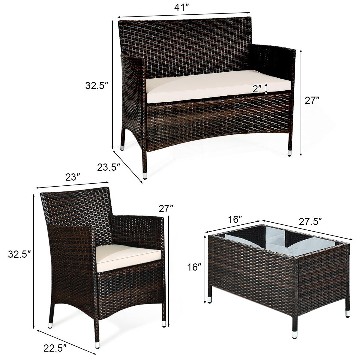 8PCS Rattan Patio Furniture Set