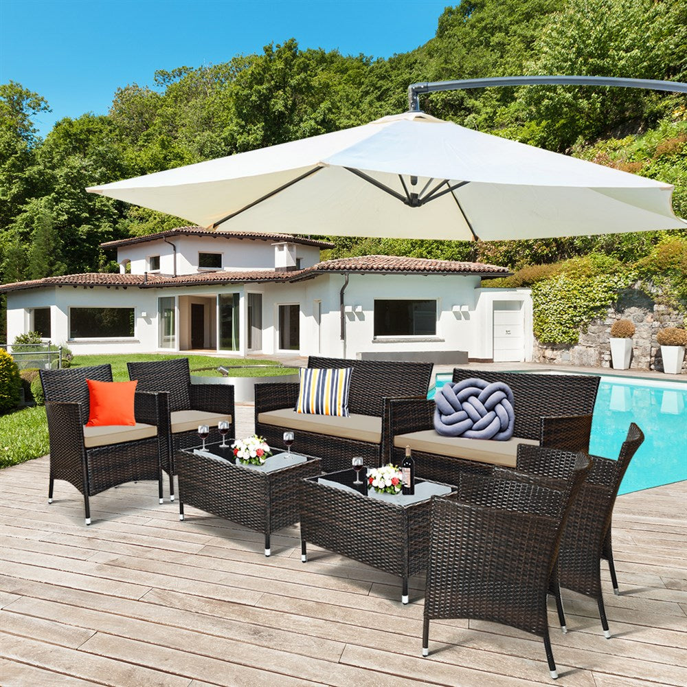 8PCS Rattan Patio Furniture Set