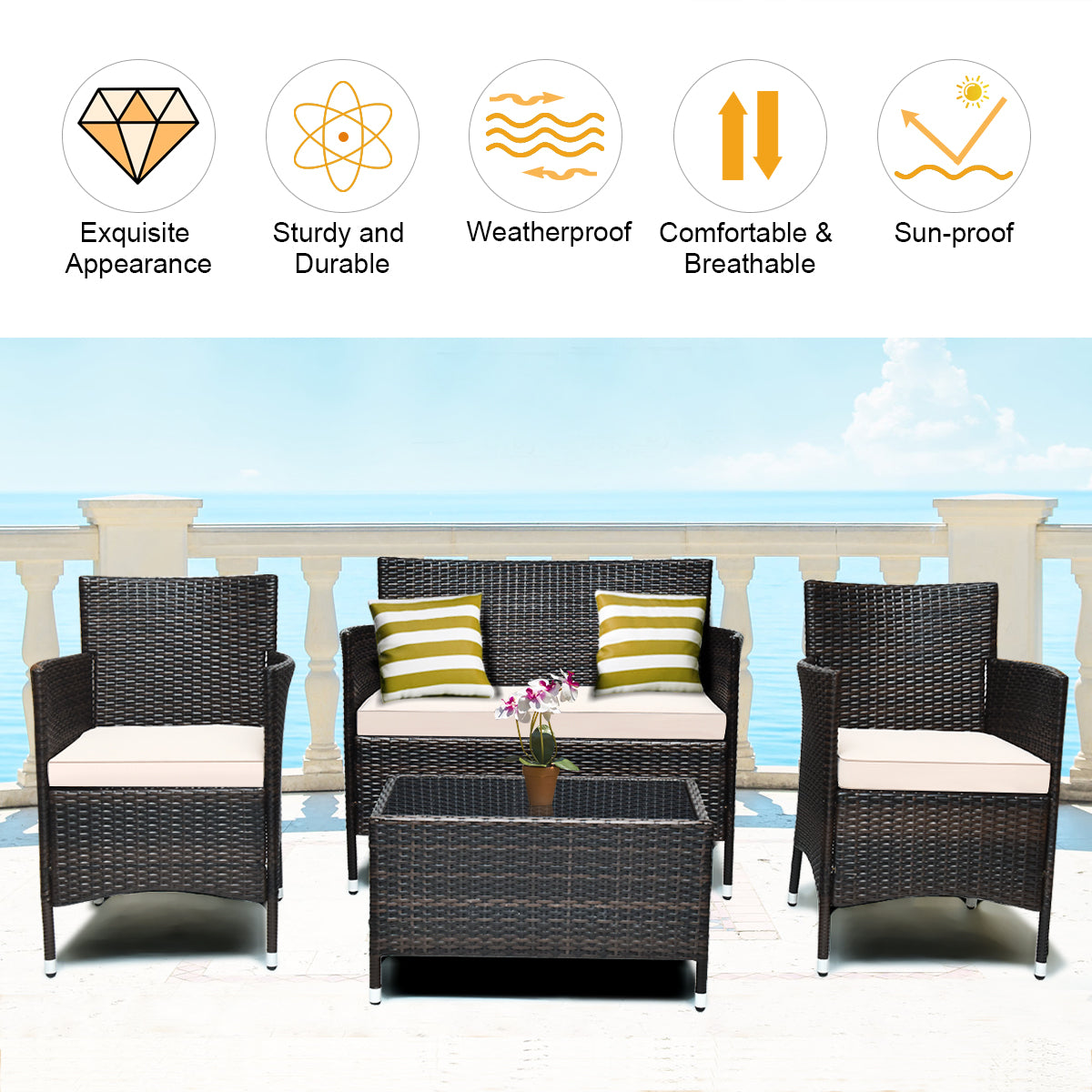 8PCS Rattan Patio Furniture Set