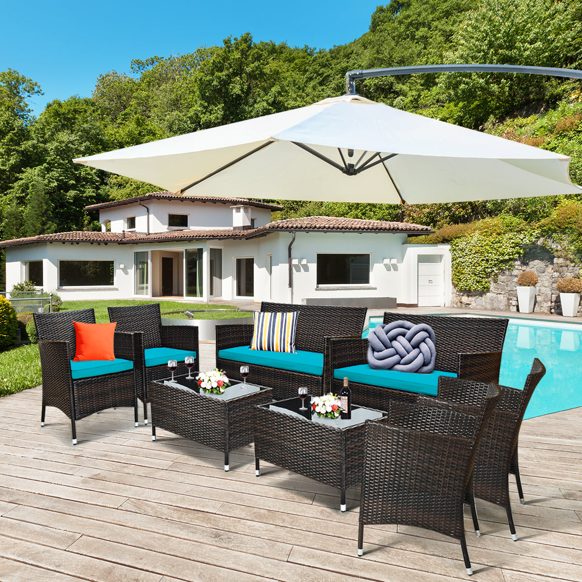 8PCS Rattan Patio Furniture Set