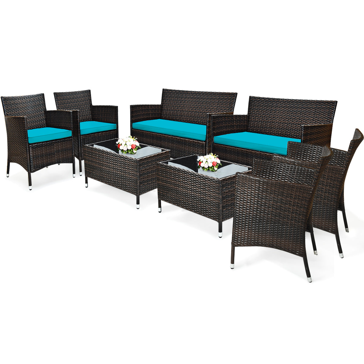 8PCS Rattan Patio Furniture Set