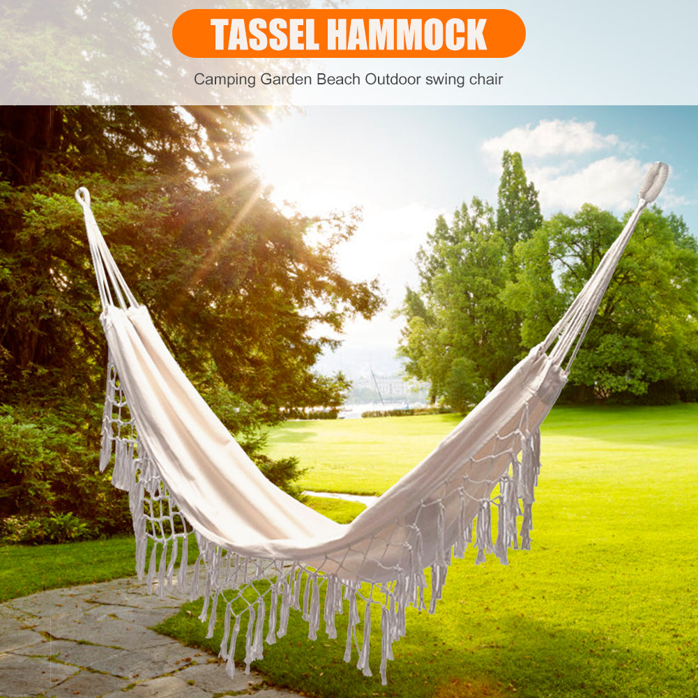 Hammocks Canvas Tassel Sleeping Outdoor Backyard Swing