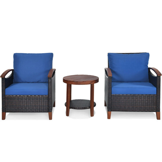 3PCS Patio Rattan Furniture Set