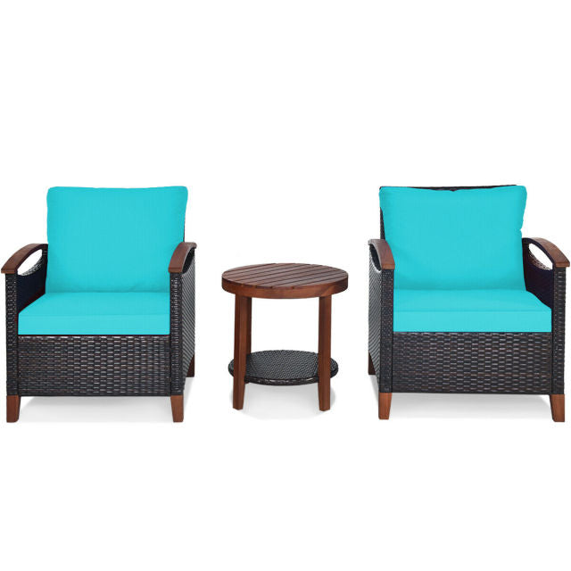 3PCS Patio Rattan Furniture Set