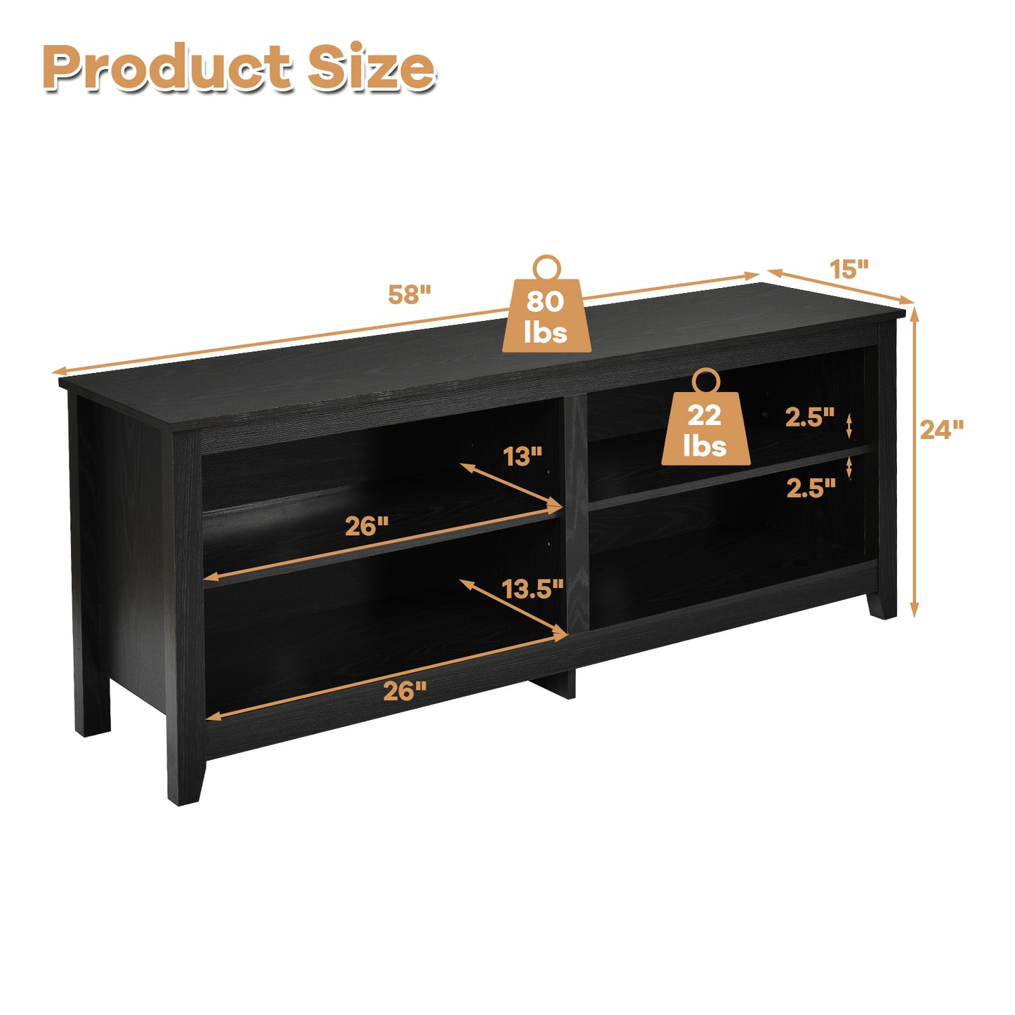 4-Cubby TV Stand Media Console