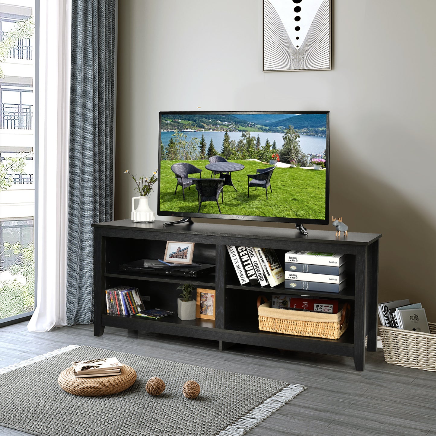 4-Cubby TV Stand Media Console