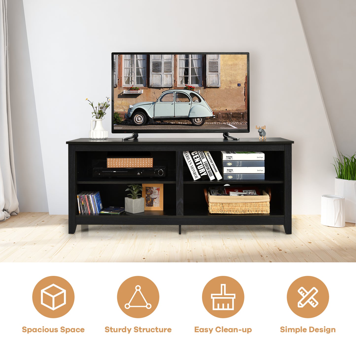 4-Cubby TV Stand Media Console