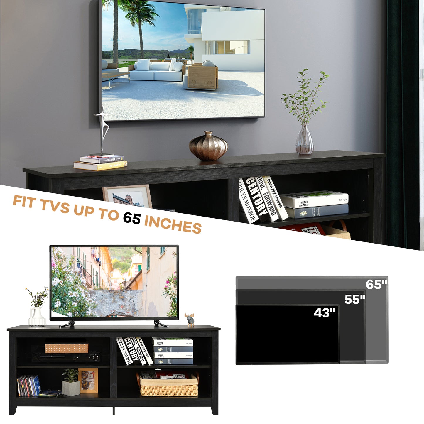 4-Cubby TV Stand Media Console