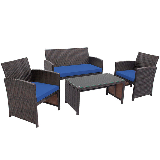 4PCS Patio Rattan Furniture Set