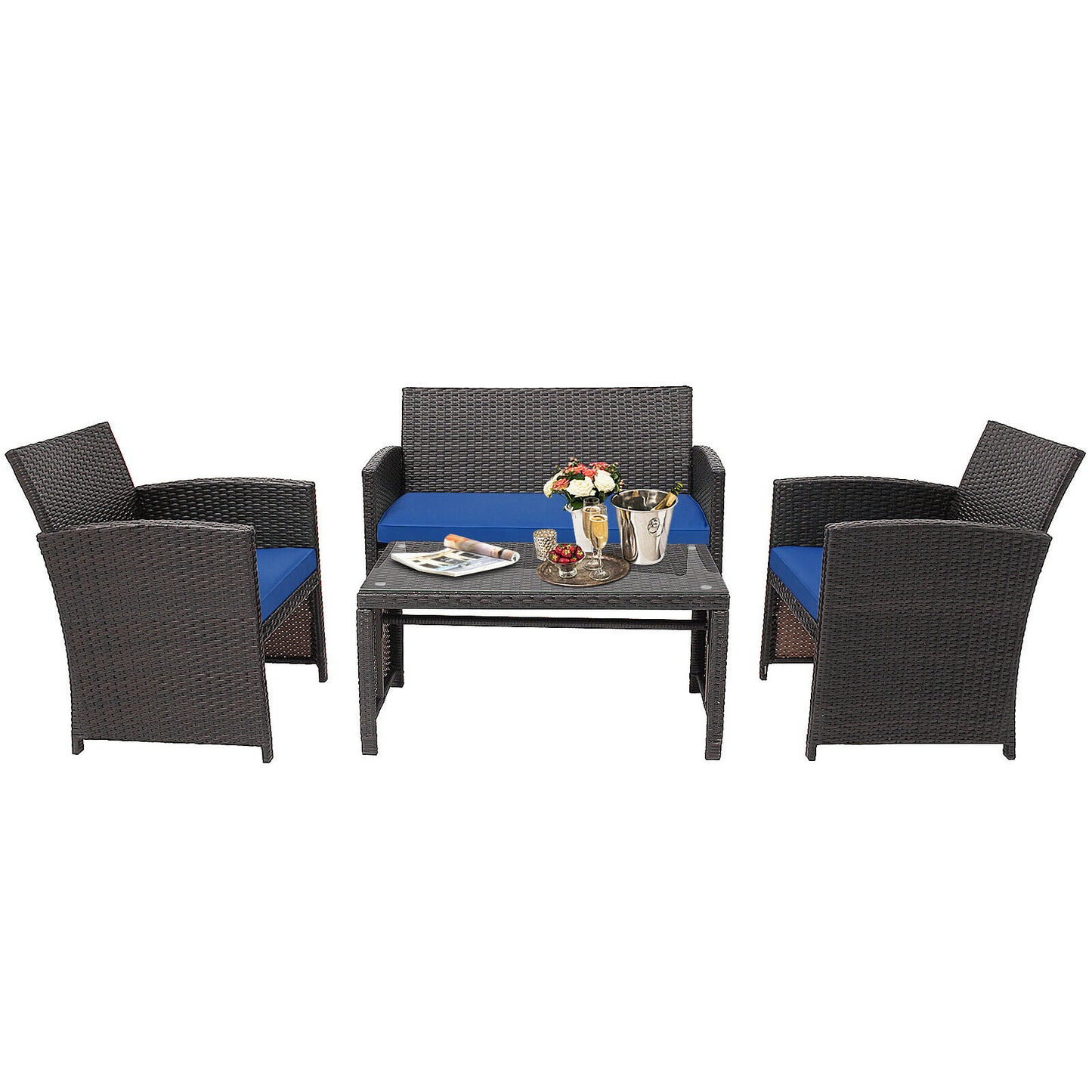 4PCS Patio Rattan Furniture Set