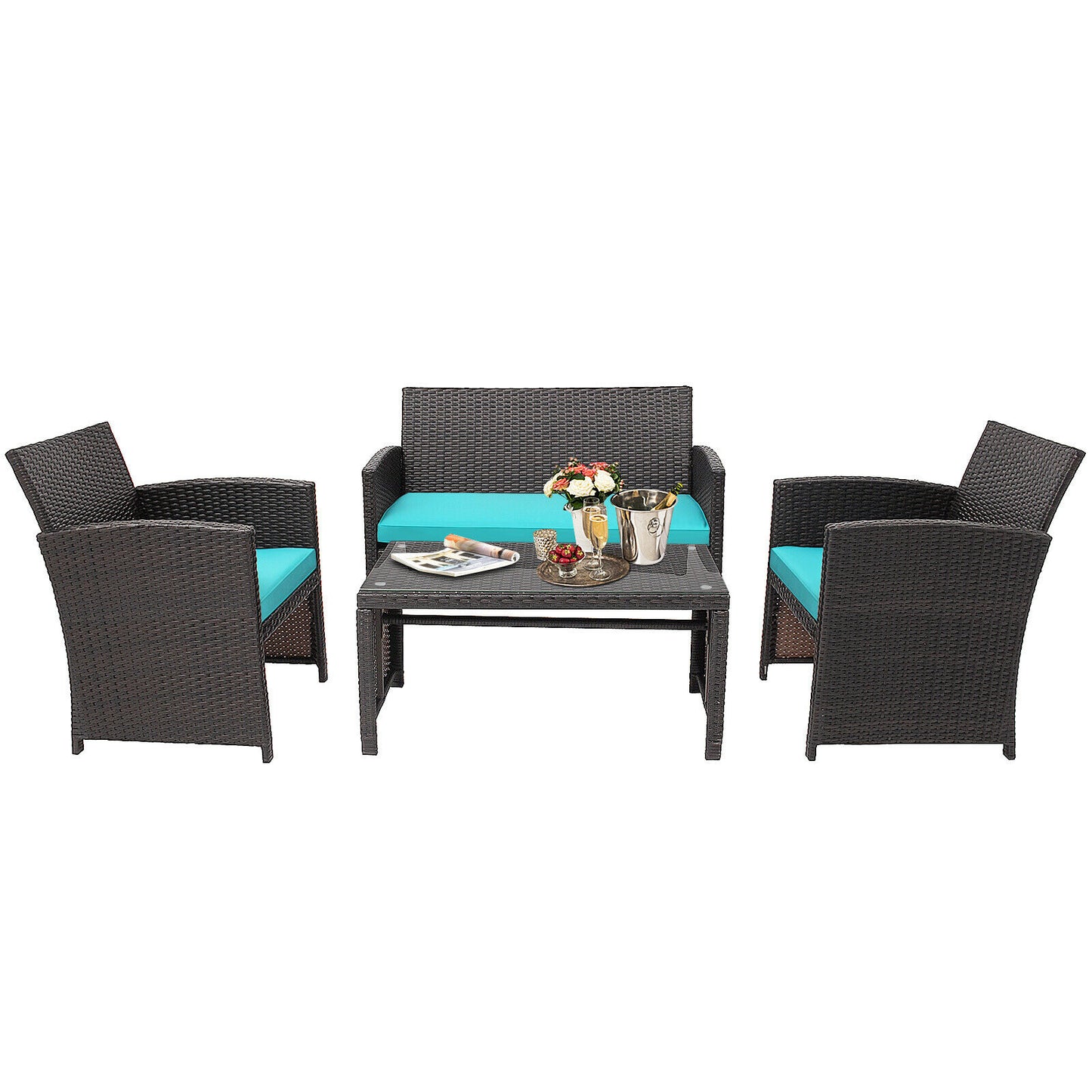 4PCS Patio Rattan Furniture Set